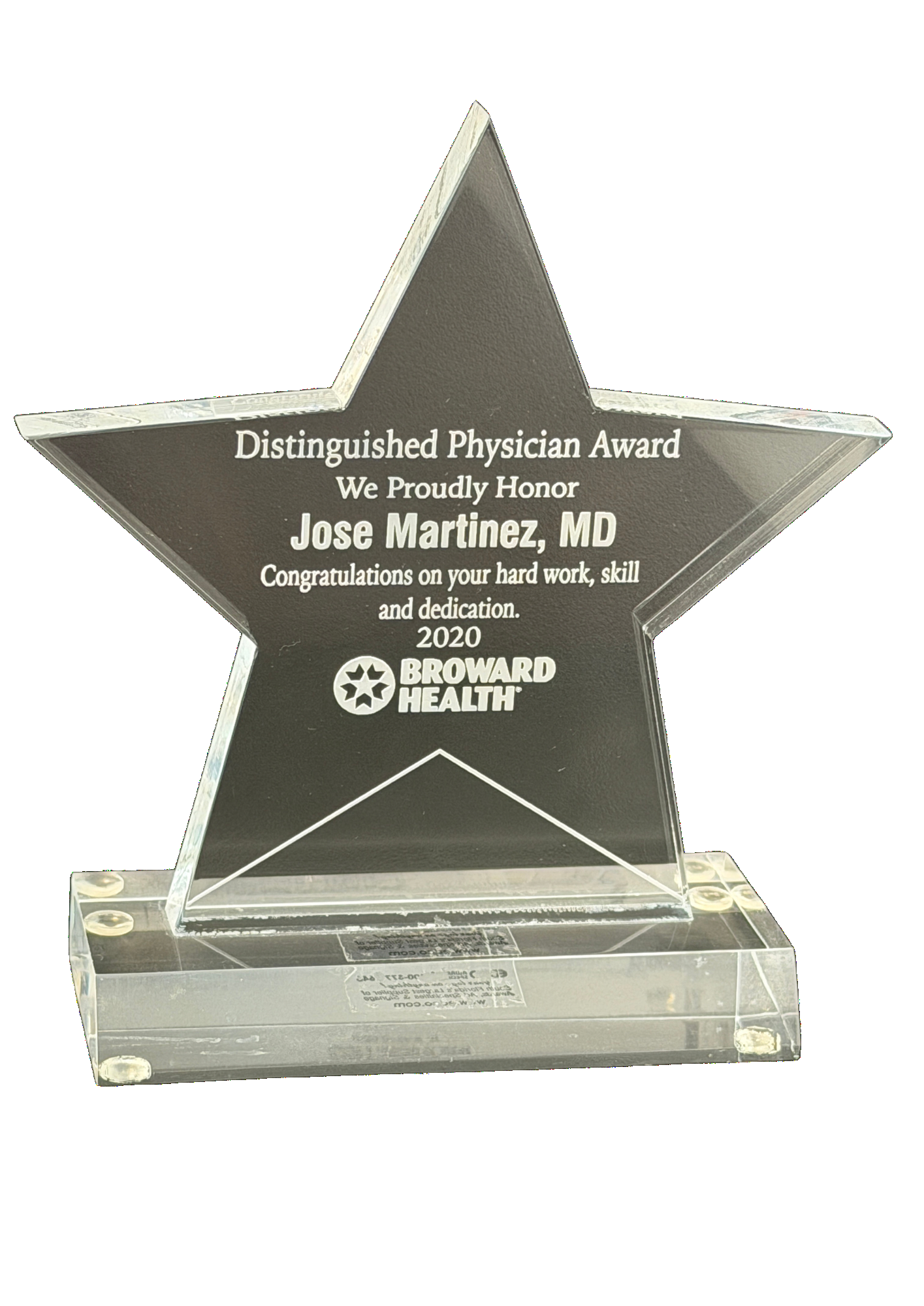 Distinguished Physician Award trophy &mdash; 2020